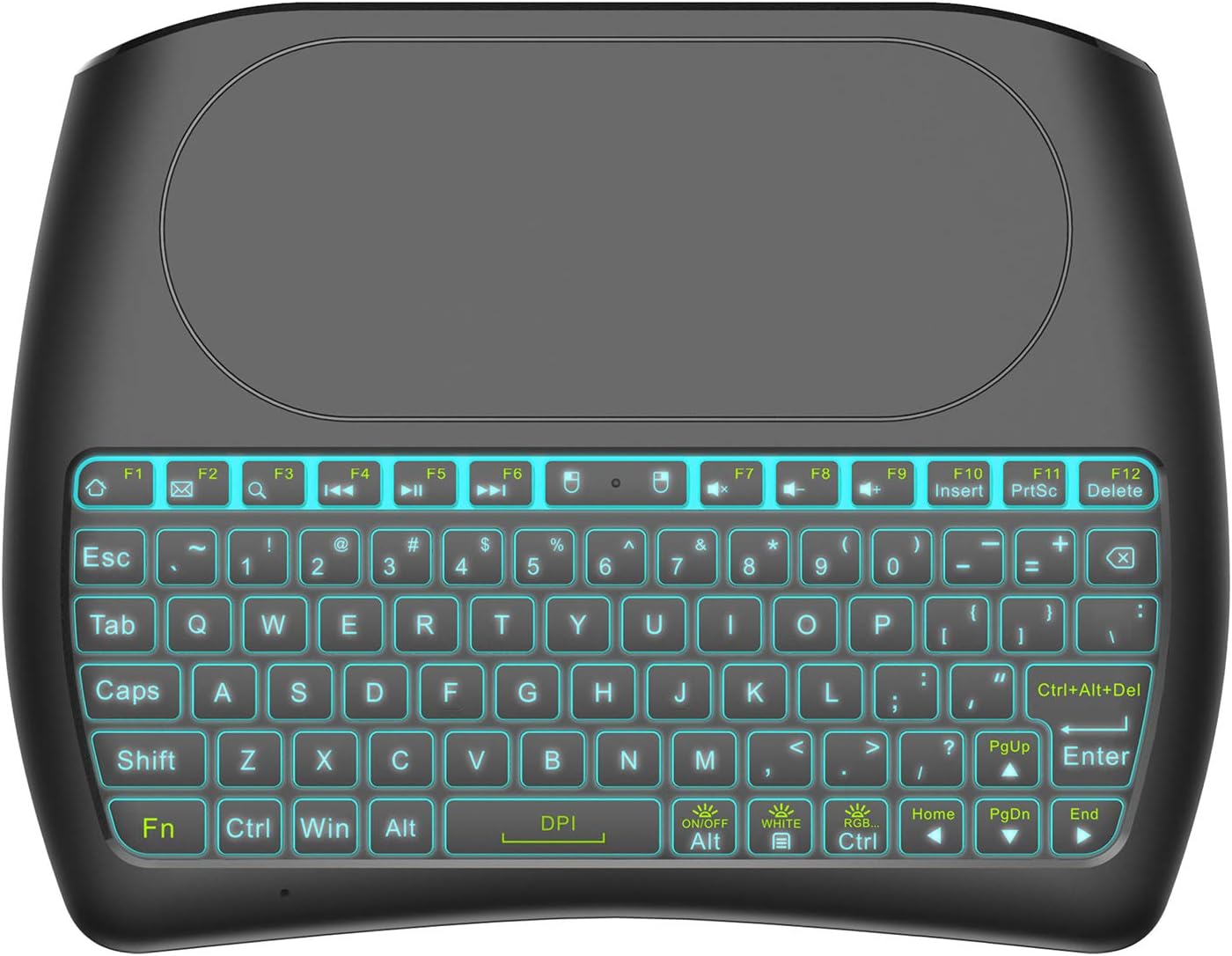 Mitid Backlit Wireless Mini Keyboard with Touchpad RGB Color Backlight Mini Keyboard and Mouse Touchpad Remote Control for Computer, Google or Android TV Box, IPTV Smart TV, Roku, Kodi