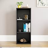 Vida Designs Oxford 3 Tier Cube Bookcase Black Wood Shelves 80cmH 32cmW 24cmD view 2