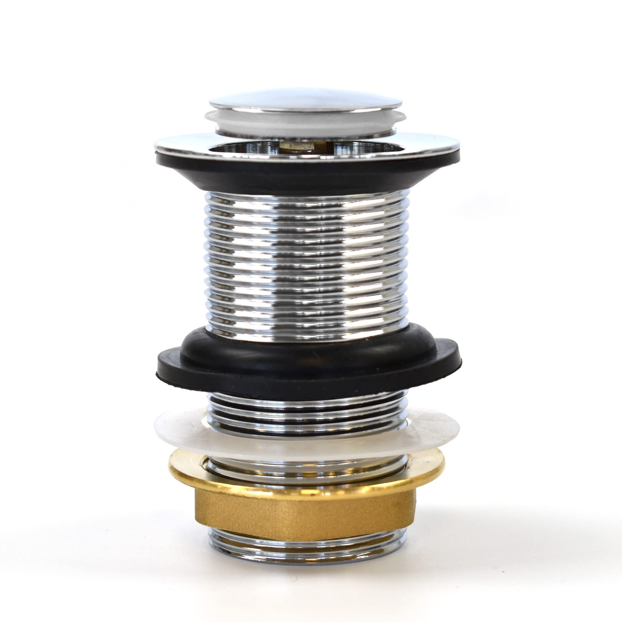 Xcel Home Unslotted Chrome Silver Click Clack Basin Waste, Durable Brass Pop-Up Sink Plug Replacement, Universal Standard G 1 1/4" BSP Connection for Smooth Drainage & Easy Installation