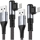 Right Angle i Phone Charger Cable 2-Pack, 6.6FT, [Apple MFi Certified] Ligtning Cable Fast Charging Nylon Braided Compatible with iPhone 14/13/12/11 Pro Max/XS MAX/XR/XS/X/8/7/Plus/6S/6/SE/5S/i Pad