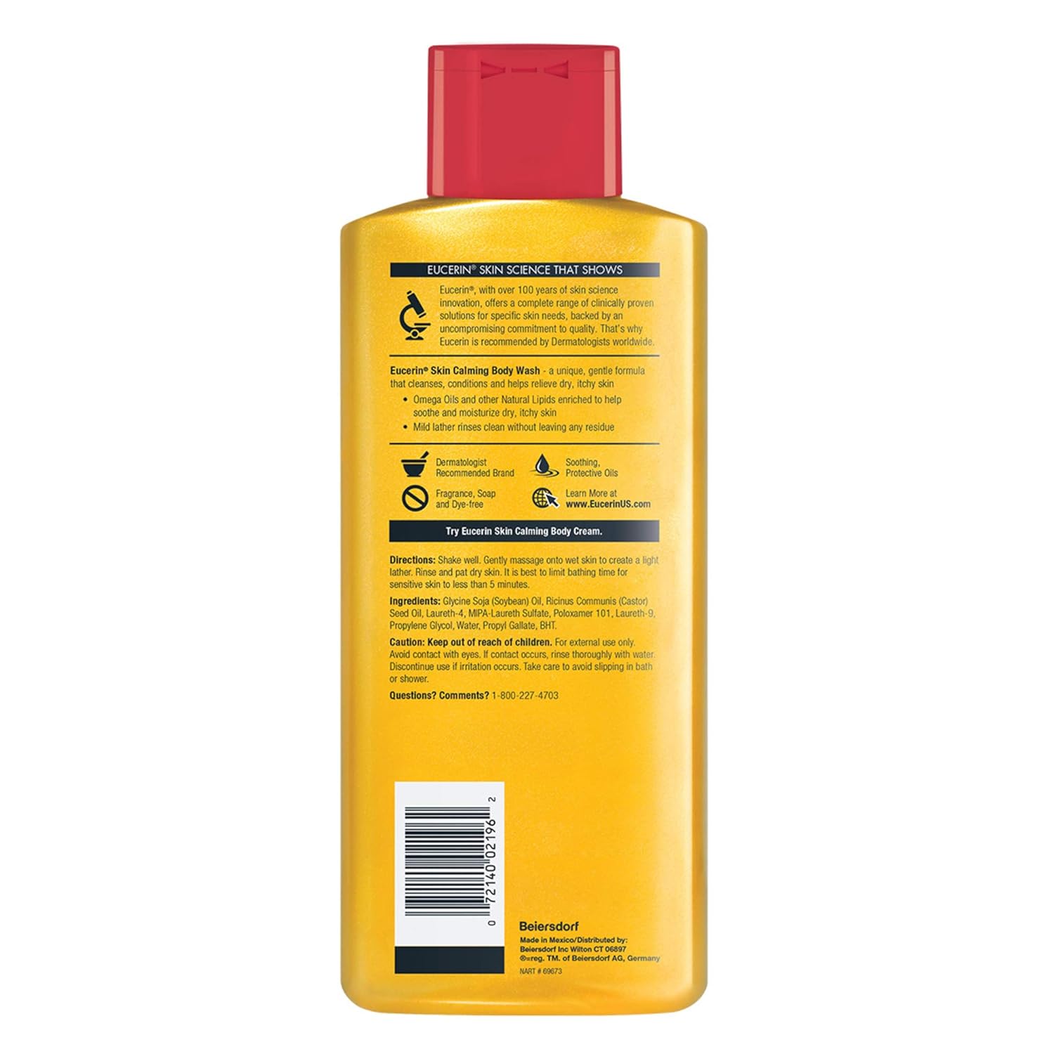 Eucerin Skin Calming Body Wash - Cleanses and Calms to Help Prevent Dry, Itchy Skin - 8.4 fl. oz. Bottle: Prime Pantry