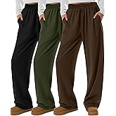 Neer 3 Pack Womens Wide Leg Sweatpants Elastic High Waisted Baggy Long Pant Casual Lounge Yoga Drawstring Jogger with Pockets