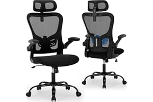 Office Chair Ergonomic Desk High Back Mesh Chair with Adjustable Lumbar Support & Headrest, Flip-Up Armrests, 300lbs Capacity