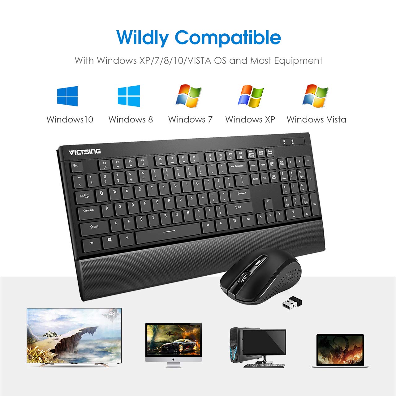 VicTsing Wireless Keyboard and Mouse Combo Slim Wireless Keyboard with