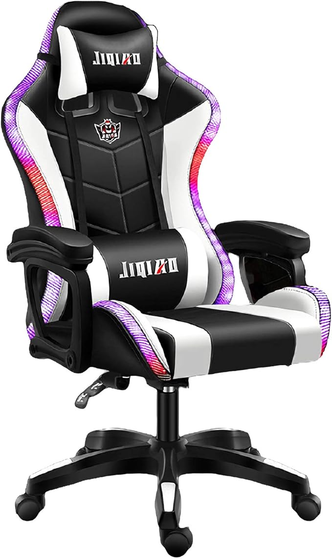 UELEGANS LED Lichter Gaming Stuhl, Bequemer Gaming Sessel 150 Kg