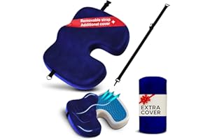 lifelong trusted deal Gel Seat Cushion – Navy Blue Flannel Pillow with Velvet Removable Cover – Ergonomic Sponge Support for 