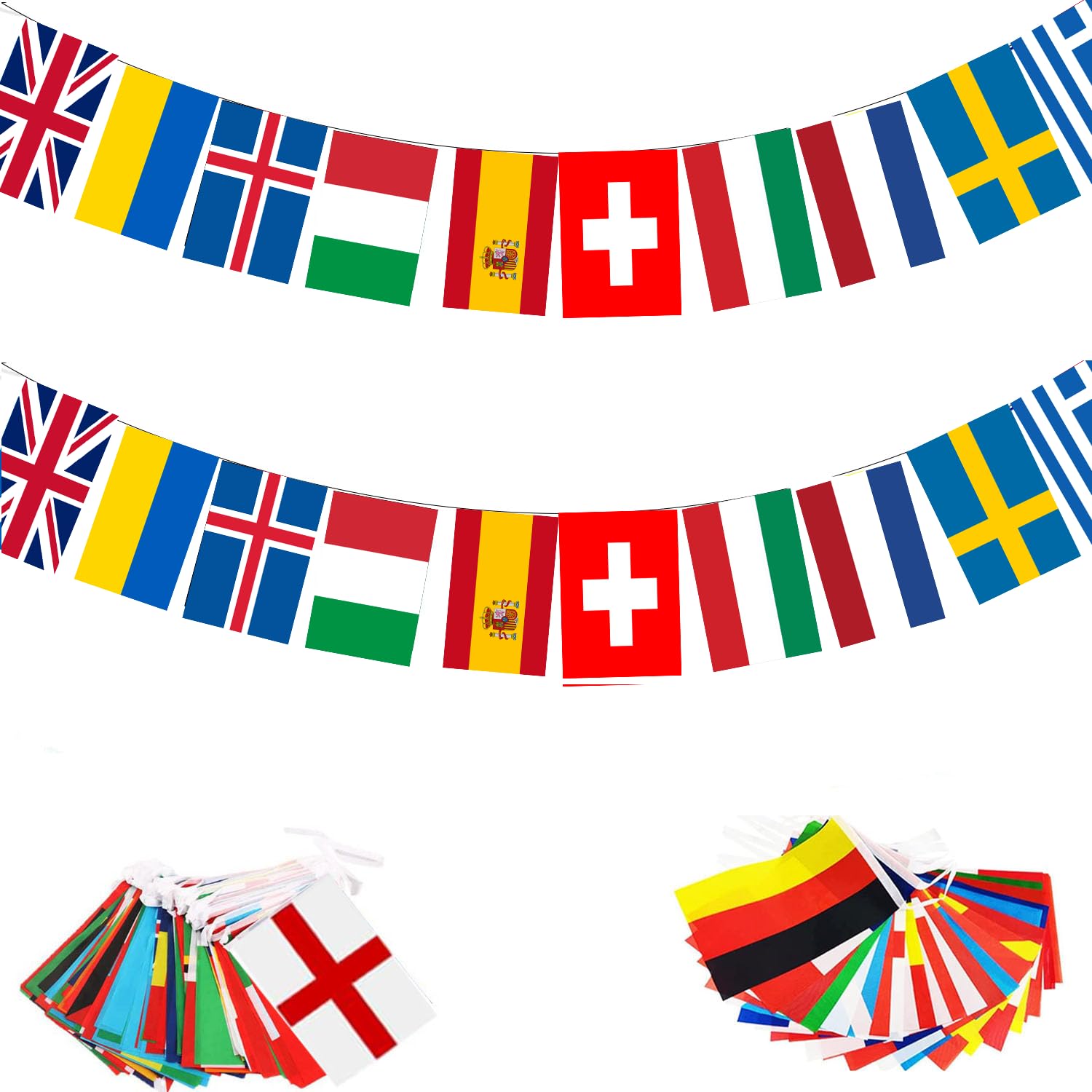 Eurovision Party 2026 Decorations Bunting Banner, European 38 Nation Flags,2026 Eurovision Song Contest Decorations for Garden Bar Restaurant, Eurovision Party Supplies, 14x21cm, 12m
