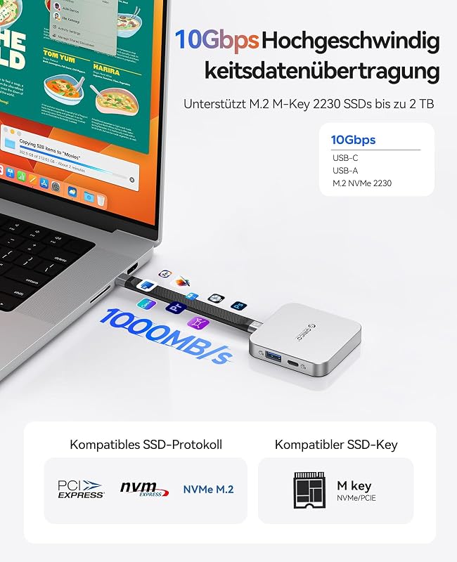 Estação de Acoplamento Magnética USB-C, Capa para SSD M.2 2230 NVMe, Estação de Acoplamento 6 em 1 com HDMI 4K@60Hz, PD 100W, USB-A/USB-C 10 Gbps, Áudio, Hub USB-C para iPhone MG5