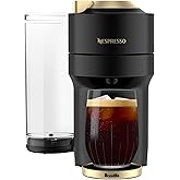 Nespresso Vertuo Pop+ Coffee &amp; Espresso Maker by Breville, Black &amp; Gold | Matte black and gold coffee machine with sleek design, 37 fl. oz. side water tank, 30 second heat-up and auto pod ejection.