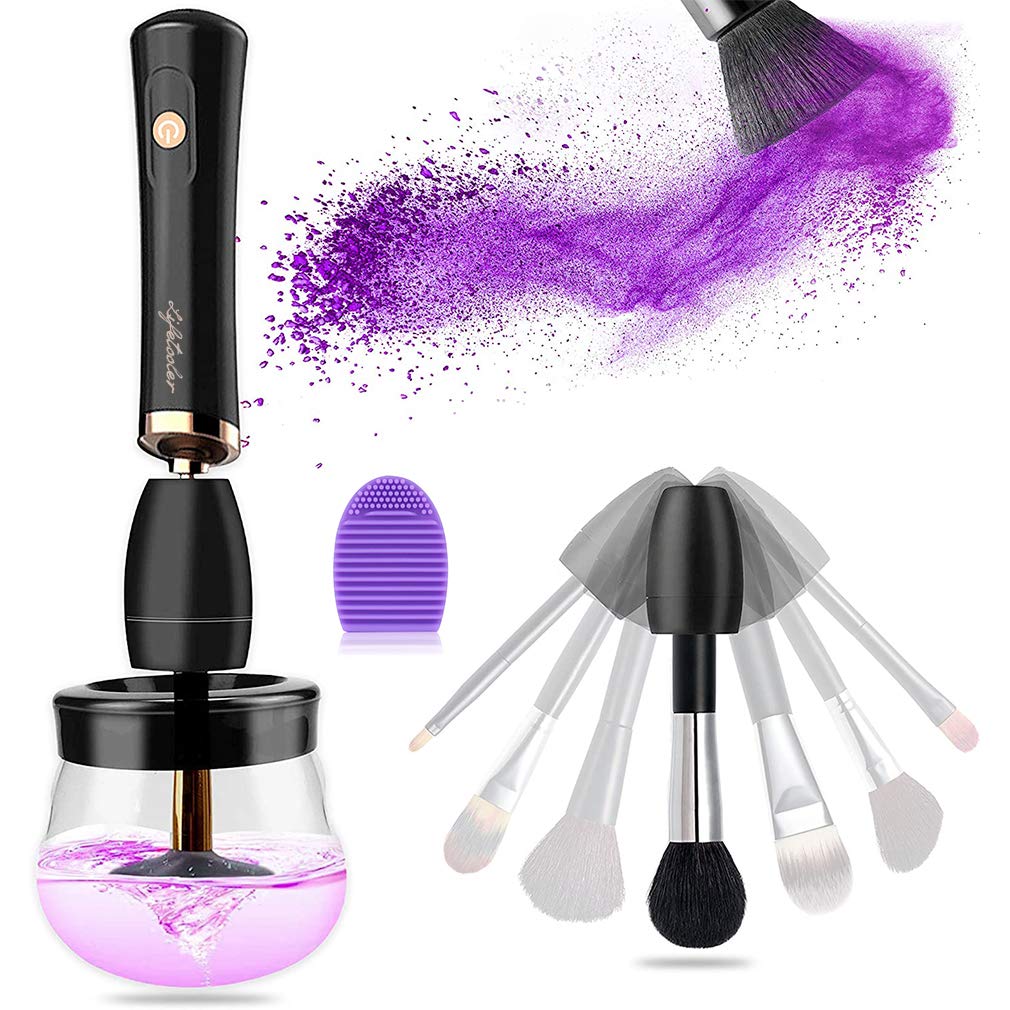 Lifetooler Makeup Brush Cleaner Professional Electric Makeup Brush Cleaner and Dryer Machine USB Rechargeable Adjustable Speeds Cosmetic Brush Cleanser Kit for Deep & Fast Cleaning(black)
