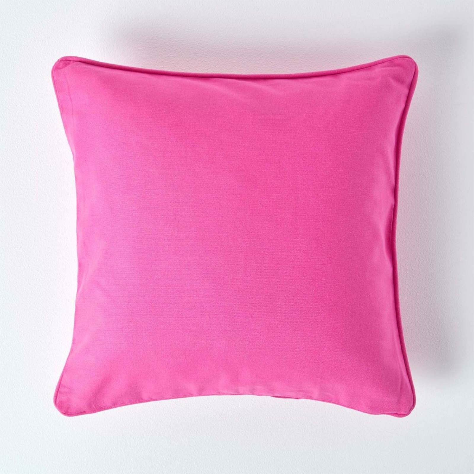 HOMESCAPES - 100% Cotton Plain Cerise Cushion Cover - 45 x 45 cm Square - 18 x 18 Inches - Hot Pink - Sofa Cushion Pillow Cover - Washable — image 1