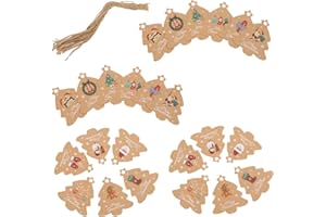 HORIALENCE Kraft Paper Christmas Tags with Natural Jute Ropes Vintage DIY Pendant for Xmas Tree Wrapping