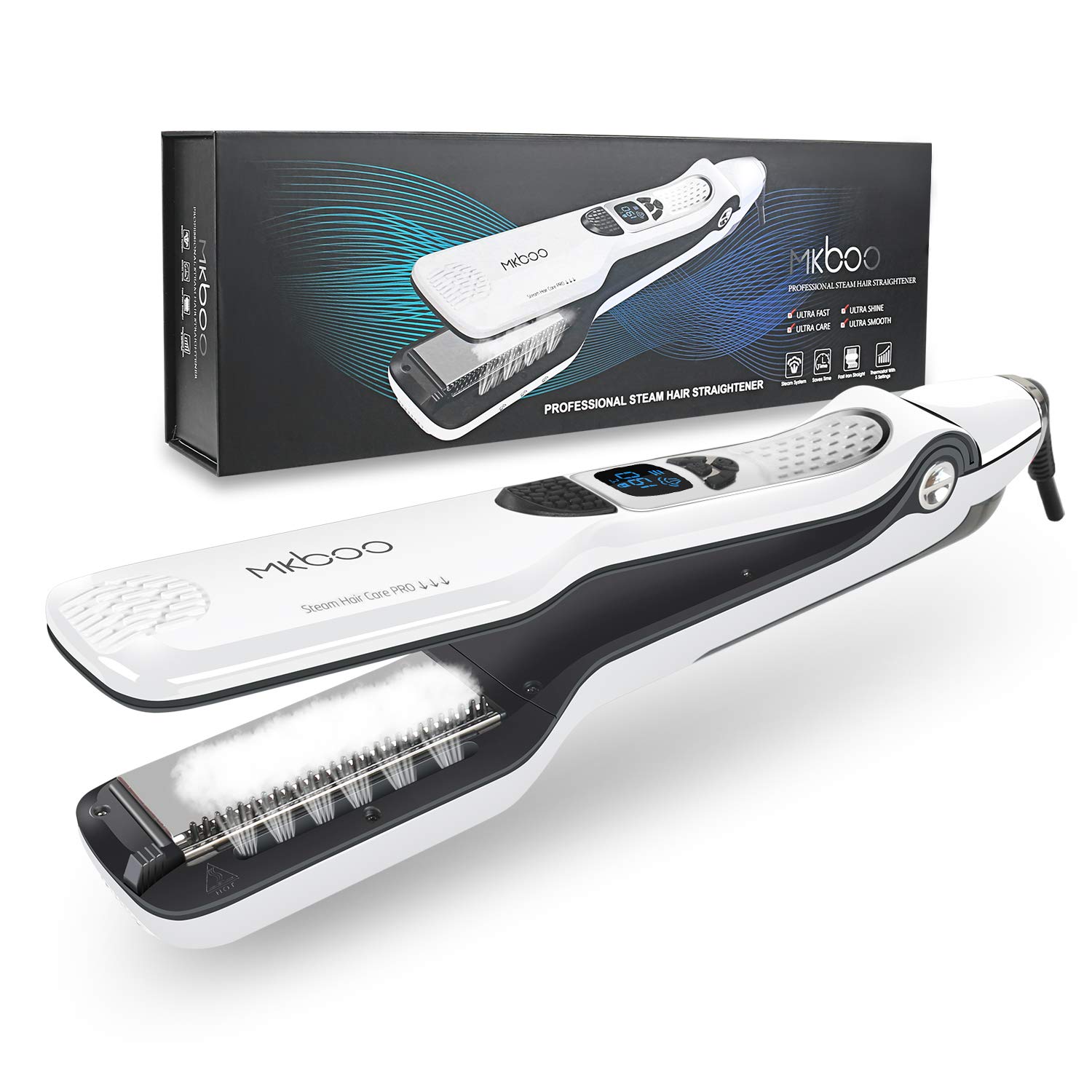 Mkboo Hair Straightener Professional Steam Flat Iron Nano Titanium Ceramic Curling Iron With Removable