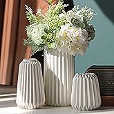 Ceramic Vases Set of 3-White Vase for Modern Home Decor, Flower Vases for Aesthetic Room Decor,Boho Decor Wedding Dinner Table Party Office Centerpiece Table Decorations (White 3 Set)