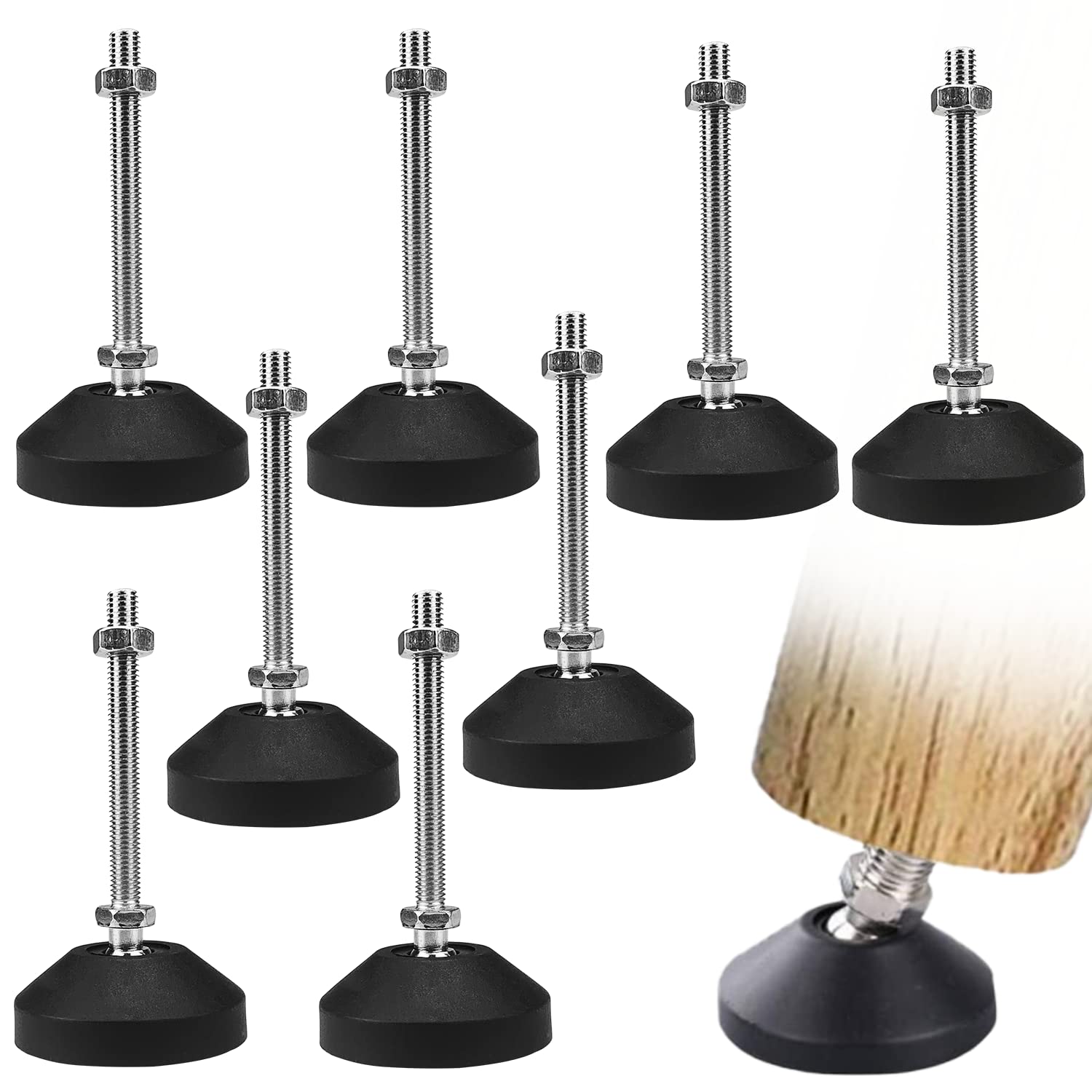 8pcs Adjustable Levelling Feet, Screw In Feet, Levelling Foot, Leveler Screw, Vital Parts Adjustable Feet, For Sofa Table Chair Leg Pads Floor Protector,Can Withstand Kg Of About 120kg(D60, M8*80mm)
