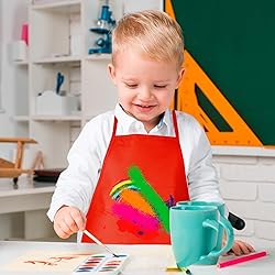 BOUBONI 12 Pieces Red Kids Painting Aprons With 2
