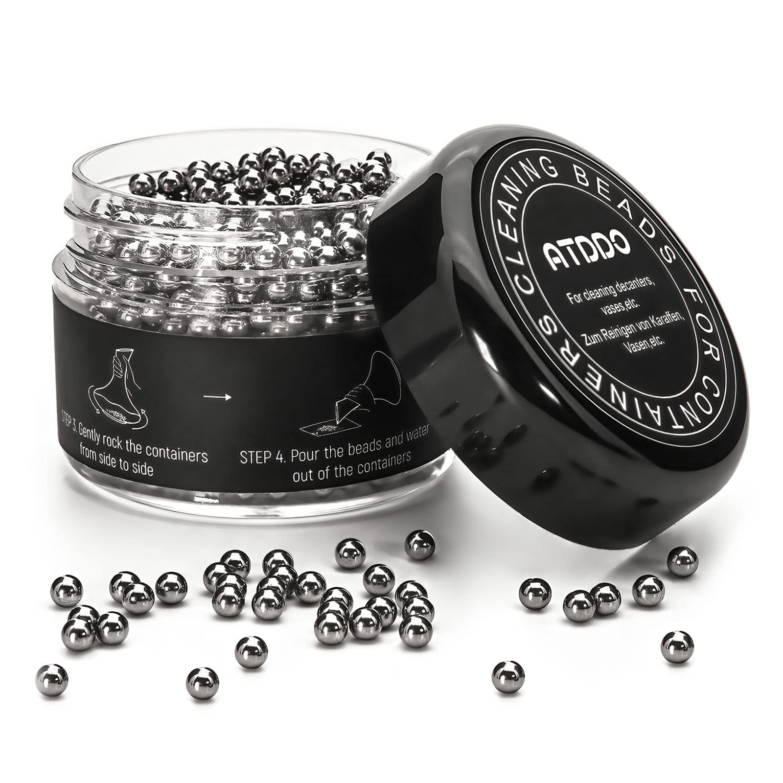 ATDDO 1000 Pieces Decanters Cleaning Balls Stainless Steel Cleaning Beads for Decanter, Bottles, Vases, Carafe and Other Glassware Reusable Metal Balls