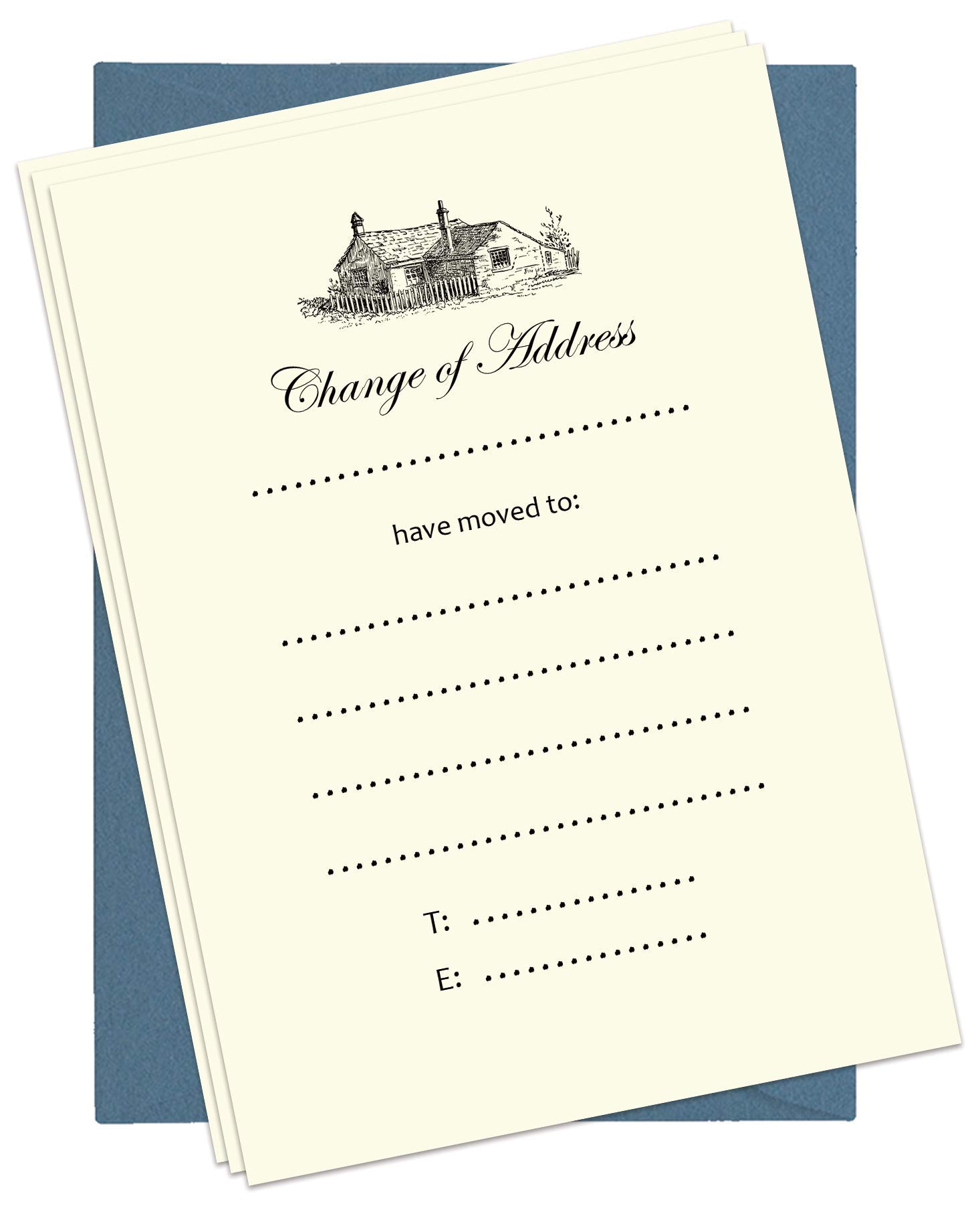 20 Eco-Friendly Change of Address/Simple Moving Cards with Blue Envelopes