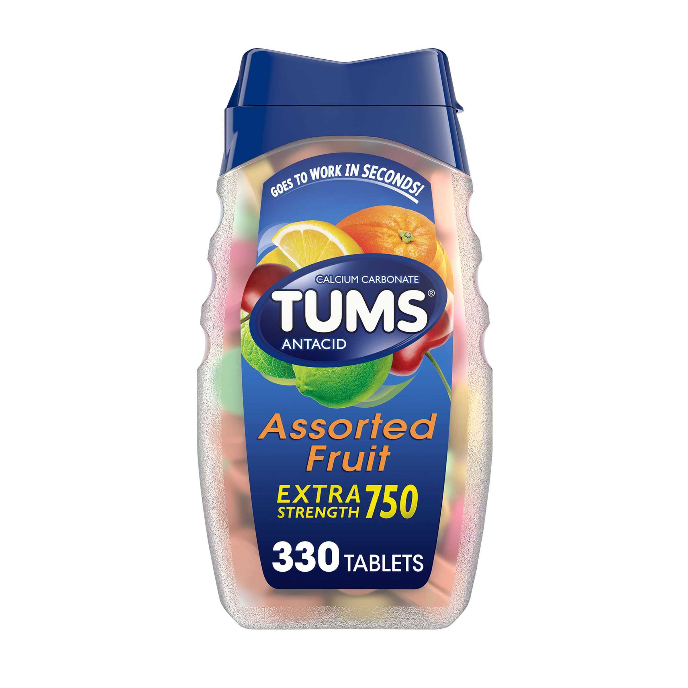 TUMS Chewable Antacid Tablets for Extra Strength Heartburn Relief, Great for a Summer BBQ - Assorted Fruit Flavors - 330 Count