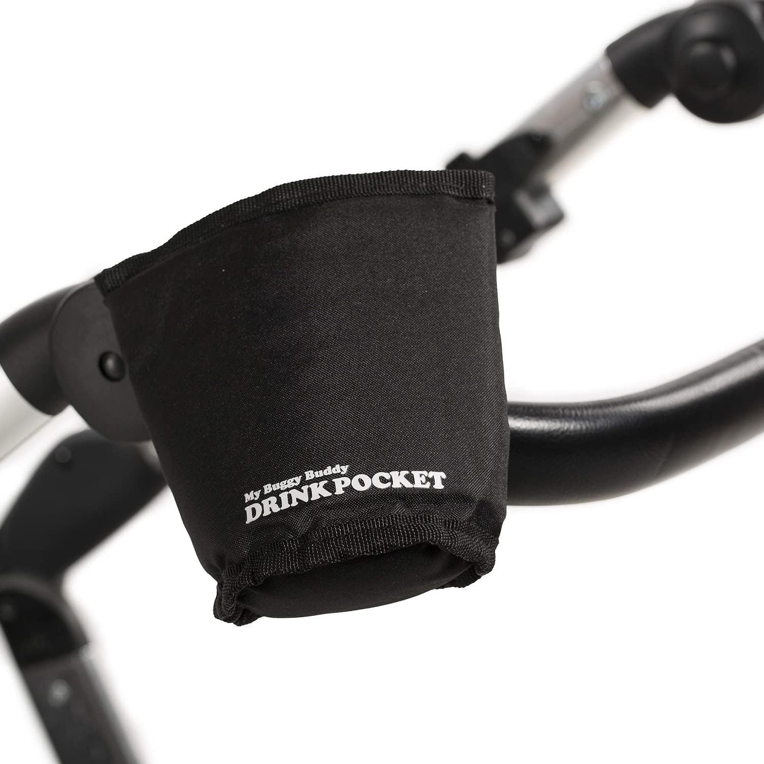 My Buggy Buddy Drink Pocket - Insulated Bottle Holder for Pram/ Stroller/ Pushchair, Velcro Strap Ensures Universal Fit, Easy to Wipe Clean, Showerproof, Black