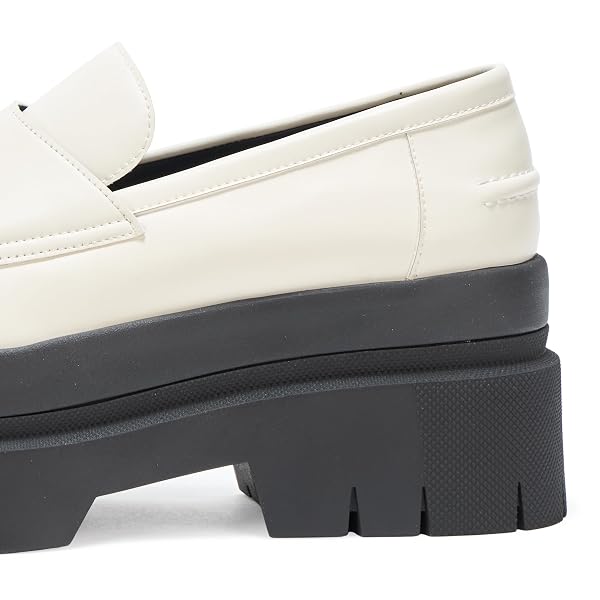 HUGO, KRIS CHUNKY PLATFORM LOAFERS, 10, OAT O CLOCK