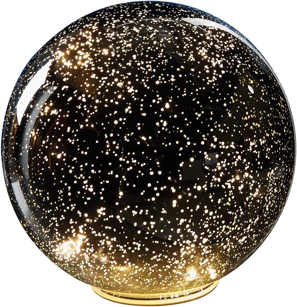 SIGNALS Lighted Mercury Glass Ball Sphere Holiday Home Decor - Nightlight Accent Light - Silver - Large