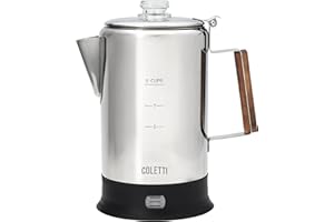COLETTI Bozeman Electric Percolator — Percolator Coffee Pot, Coffee Percolator – [9 cup, Stainless Steel]