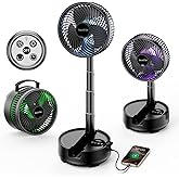 Socool 20000mAh Portable Fan Foldable Wireless Battery Rechargeable with 8-Speed & 112H, 90° Osciliating Floor Standing Fan Remote, Desk Fan with 8H Timer & LED Light for Home Kitchen Travel Camping