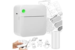 Augot Mini Printer, Bluetooth Pocket Thermal Printer Inkless Portable Sticker Printer Compatible with iOS and Android Wireless Photo Printer for Printing Label Journal, Study Notes, Memo