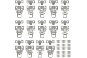 ASAMUYU 14 Pieces Wood Box Toolbox Cabinet Metal Spring Loaded Latches Catch Toggle Hasp (Silver)