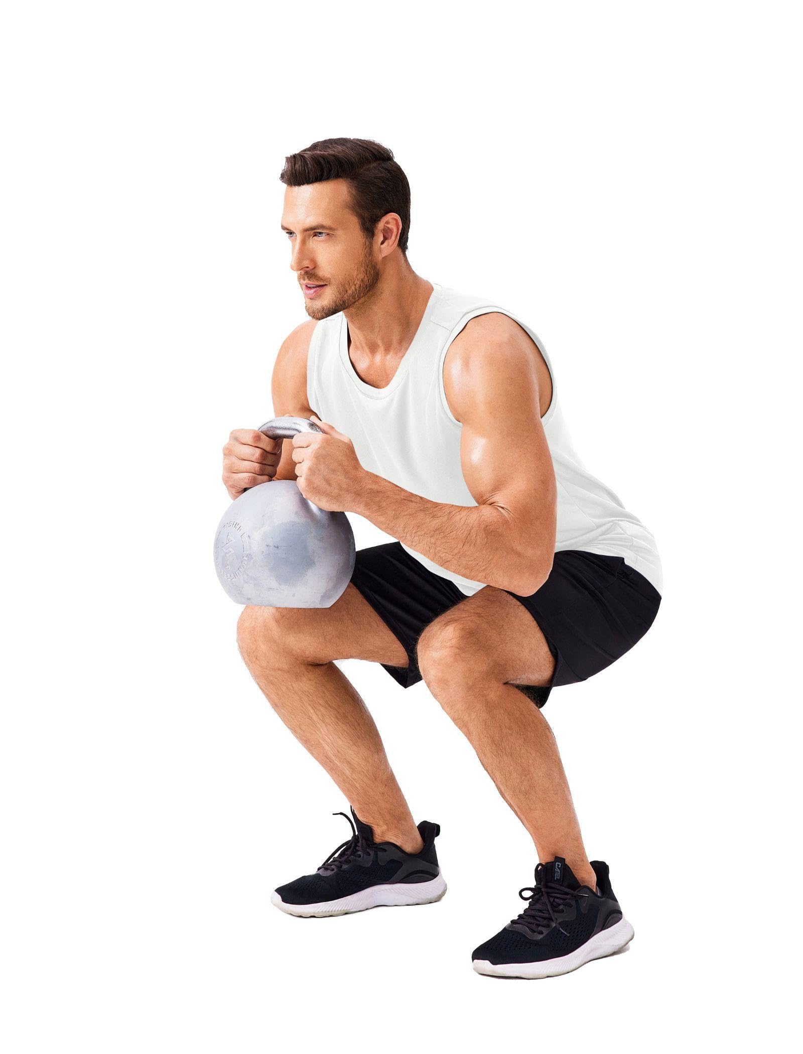 PINSPARK Men's 3 Pack Tank Tops Workout Sleeveless Muscle Shirts Quick Dry Gym Bodybuilding Fitness Shirts for Men