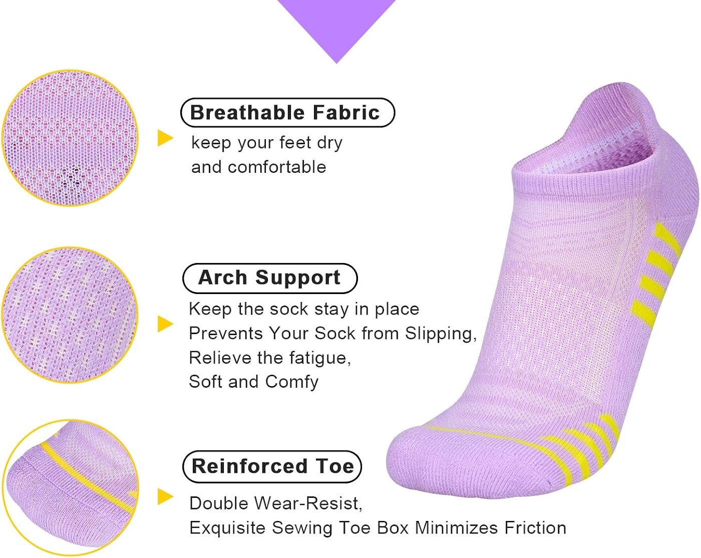 LITERRA Womens Ankle Socks 6-Pairs Athletic Running Low Cut Socks Cushioned : Clothing