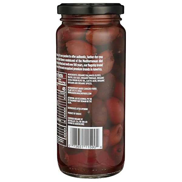 MARIO CAMACHO GREEK ORGANIC KALAMATA PITTED WITH OREGANO AND TOUCH OF OLIVE OIL, 6.25 OUNCE (PACK OF 6)