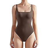 SUUKSESS Women Sexy Square Neck Thong Bodysuit Backless Sleeveless Tank Tops