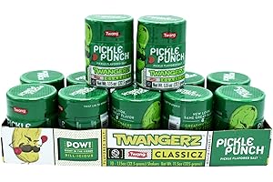 Twang Twangerz Flavored Salt Snack Topping - Lime, Lemon Lime, Chili Lime & Dill Pickle (Dill Pickle, 12 Pack)