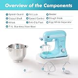 Aucma Stand Mixer 7.5L 1400W With Bowl Dough Hook Whisk Beater Blue view 3