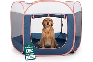FurHaven Portable Pet Playpen for Dogs & Cats, Extra Large Indoor Kitten Playpen with Mesh Sides, Foldable Dog Playpen for Small Dogs, Pop Up Travel Dog Pen, X-Large, Pet Crate with Mesh Sides, Navy