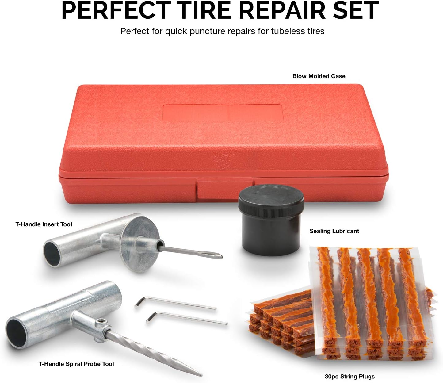 Tooluxe 50002L Universal Tire Repair Kit to Fix Punctures and Plug Flats, 35-Piece Value Pack, Ideal for Cars, Trucks, Motorcycles, ATV: Home Improvement