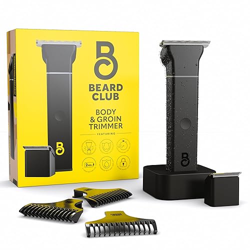 The Beard Club Manscape Body Hair Trimmer for Men, Pubic Hair Trimmer for Men & Ball Trimmer - Mens Body Shaver, Ceramic Blade Ball Shaver - Rechargeable, Electric, Waterproof Wet or Dry Clippers