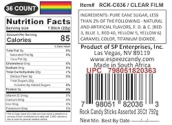 36 Extra Large Assorted Rock Candy Sticks: Espeez