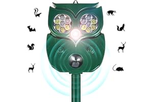 SSNMEI Solar Animal Repeller Defender Cat, Dog, Squirrel, Deer, Fox, Outdoor Animal Deterrent with Motion Sensor and Led Light Alarm, Protect Yards, Lawn Gardens (green)