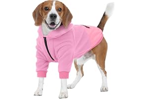 Nanaki Dog Hoodie for Large Dogs-Fleece Sweatshirt with Pocket-Long Sleeves Adjustable Zip Collar-Warm Jacket Boy Girl for Bulldogs, Cold Weather Coats for Christmas Holiday Indoor Outdoor Pink, XL