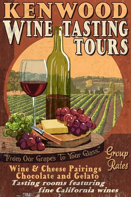 Amazon Com Kenwood California Wine Tour Vintage Sign 16x24 Fine Art Giclee Gallery Print Home Wall Decor Artwork Poster Posters Prints
