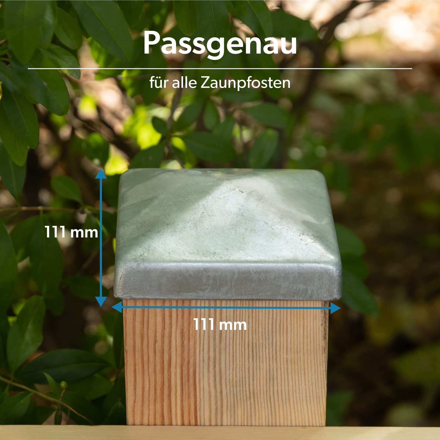 10 x Pfostenkappe für Zaunpfosten (110x110 mm) | Verzinktem Stahl | Pyramiden Form | Abdeckkappe für Holzpfosten VIIRKUJA 3
