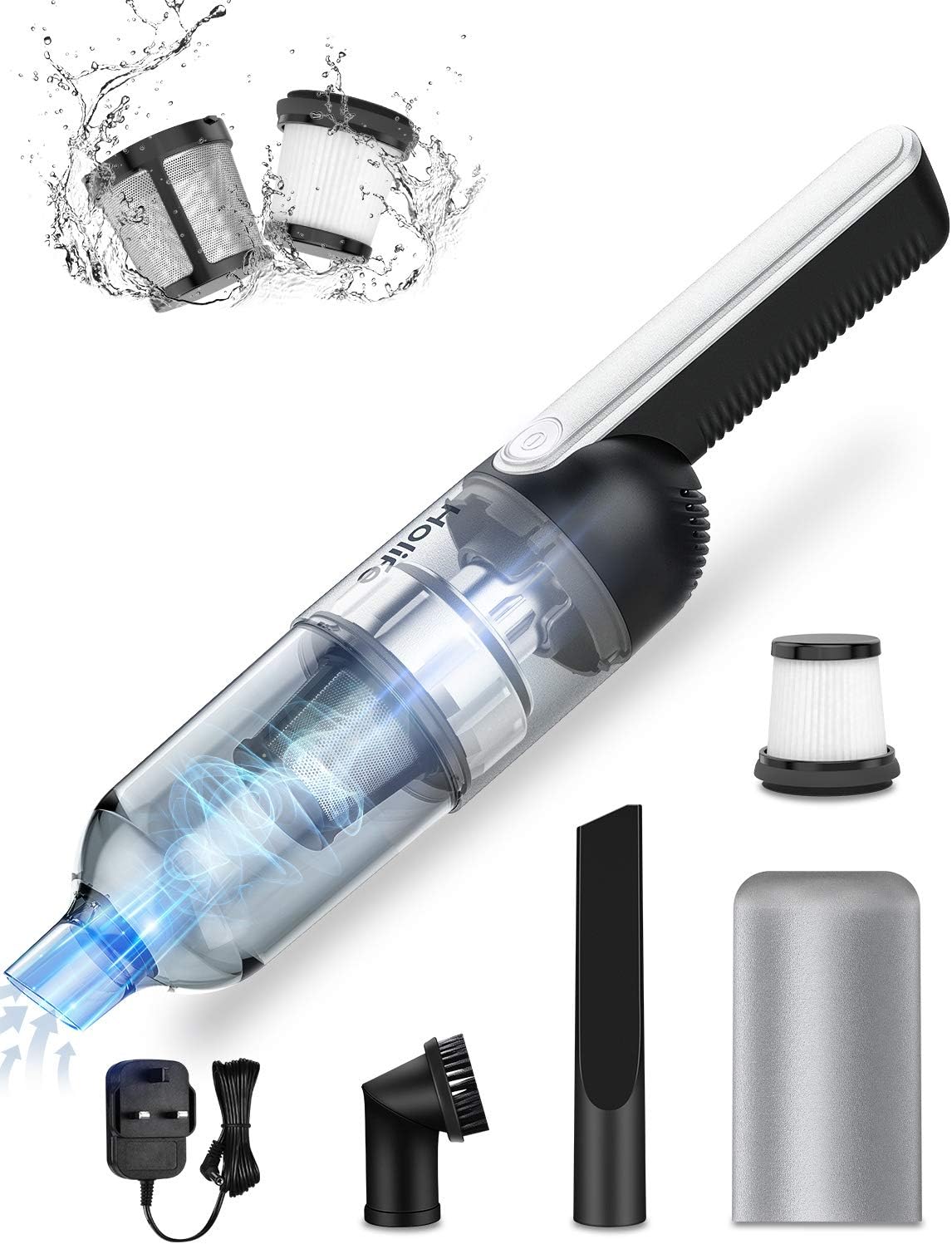 Holife Cordless Vacuum Cleaner, Portable Handheld Car Vacuums for Wet & Dry, Rechargeable 2200mAh Lithium Battery Carrying and Included [Energy Class A+++] (Grey)