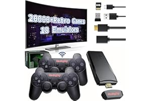 GamingBoy Wireless Retro Game Console Stick, Upgrade Retro Video Gaming Stick Built in 20000+ Games with 18 Emulators, 4K HDMI Output with 2 Pack 2.4G Wireless Controllers for Nostalgia Gifts（64GB）