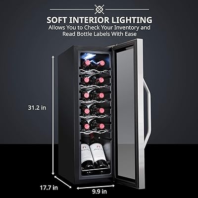 Buy Ivation 12 Bottle Compressor Wine Cooler Refrigerator W Lock Large Freestanding Wine Cellar For Red White Champagne Or Sparkling Wine 41f 64f Digital Temperature Control Fridge Stainless Steel Online In Turkey