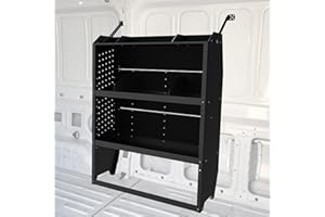 MELIPRON Steel Cargo Van Shelving Storage System Fit for NV200, Transit Connect 2014+, Chevy City Express, Promaster City with S-Shaped Hooks(32" W x 43" H x 13" D)