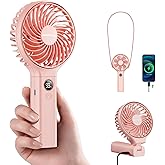 SWEETFULL Handheld Portable Fan, 5000mAh Rechargeable Battery, 6 Speed Wind, LED Digital Display, Foldable Electric Personal Mini Travel Fan with Backup Power, Summer Essentials Gifts for Women Girl