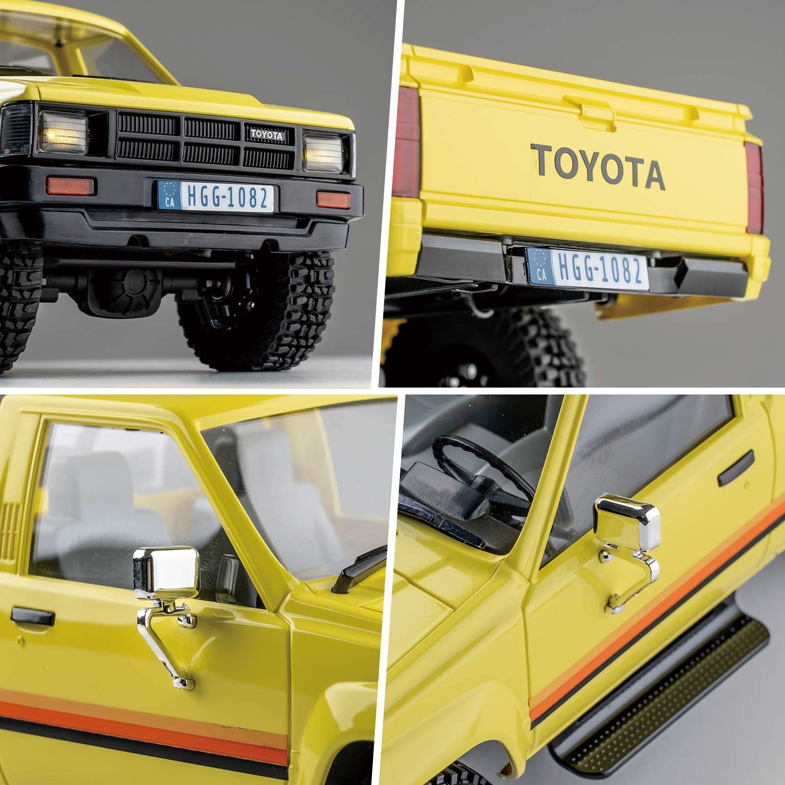 WOWRC FMS 1/18 RC Crawler Hliux 4WD Brushed RTR RC Car Official Licensed Model Car 4WD Hobby RC Crawler RC Car Remote Control Car with LED Lights Vehicle 3-Ch 2.4GHz Transmitter for Adults (HILUX)